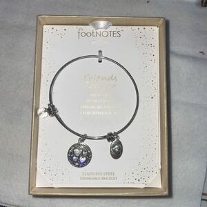 FOOTNOTES "FRIENDS FOREVER" Stainless Steel‎ Expandable Bracelet With Charms NIB